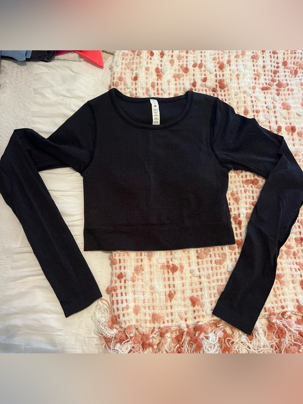 lululemon athletica Black Ribbed Long-Sleeve Crop